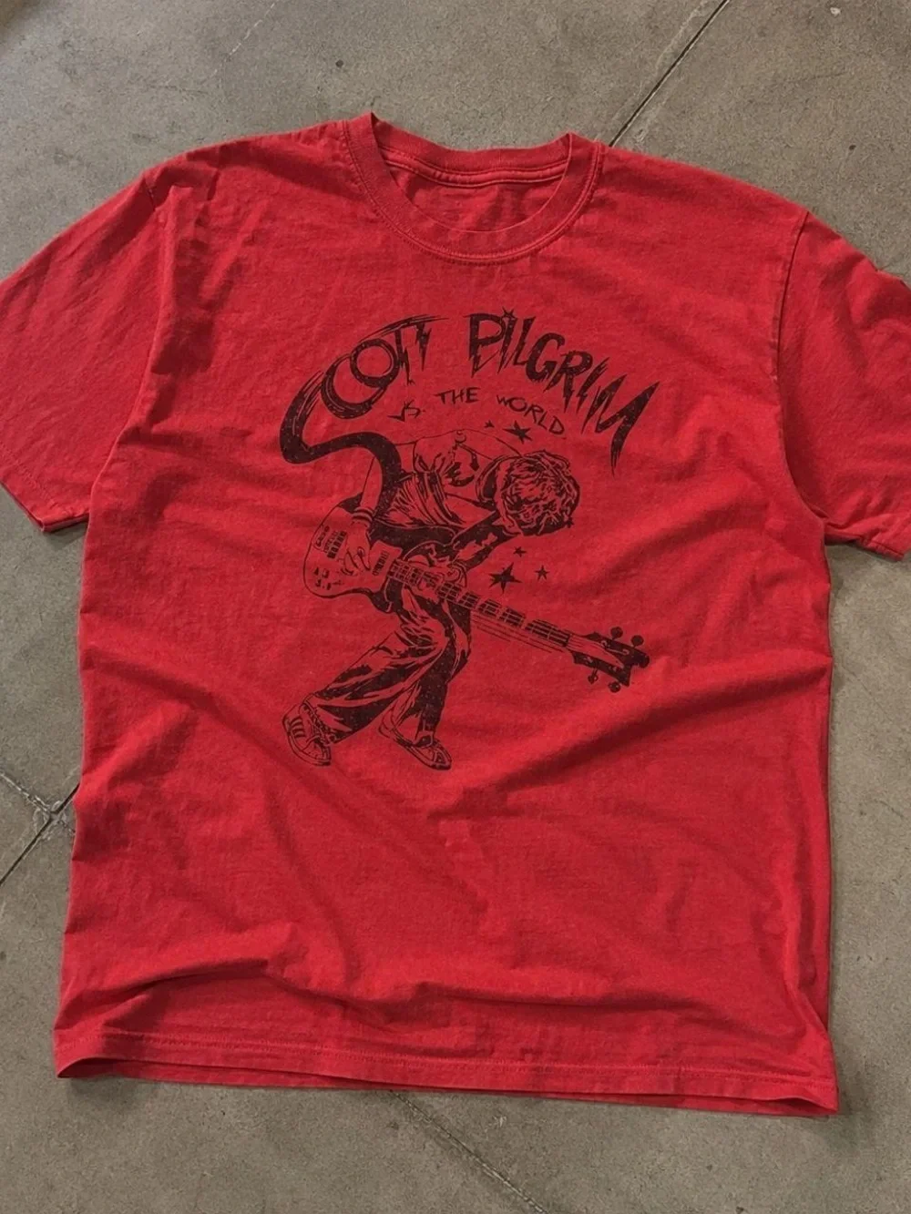 Scott Pilgrim Red Graphic Tee - Band Poster Style Shirt